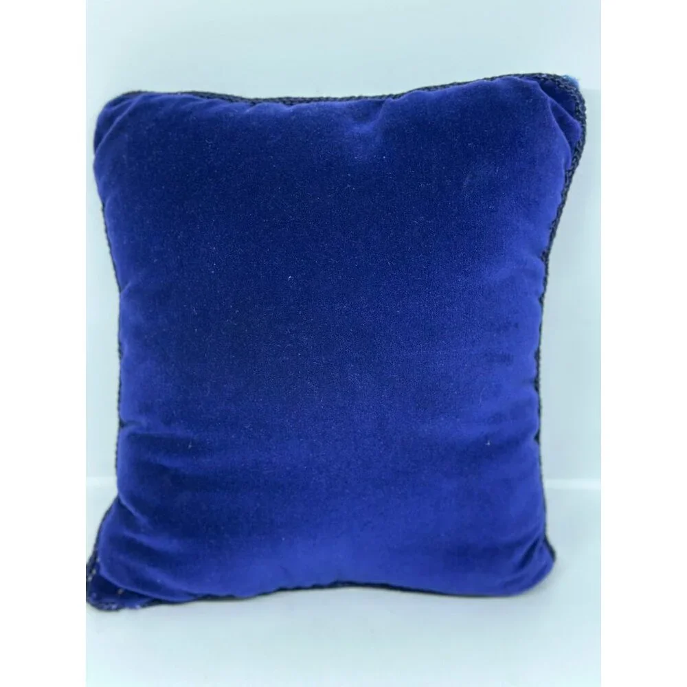 Vintage‎ Needlepoint Velvet Pillow – Musical Angels Christmas Decor – 9.5″ × 10″